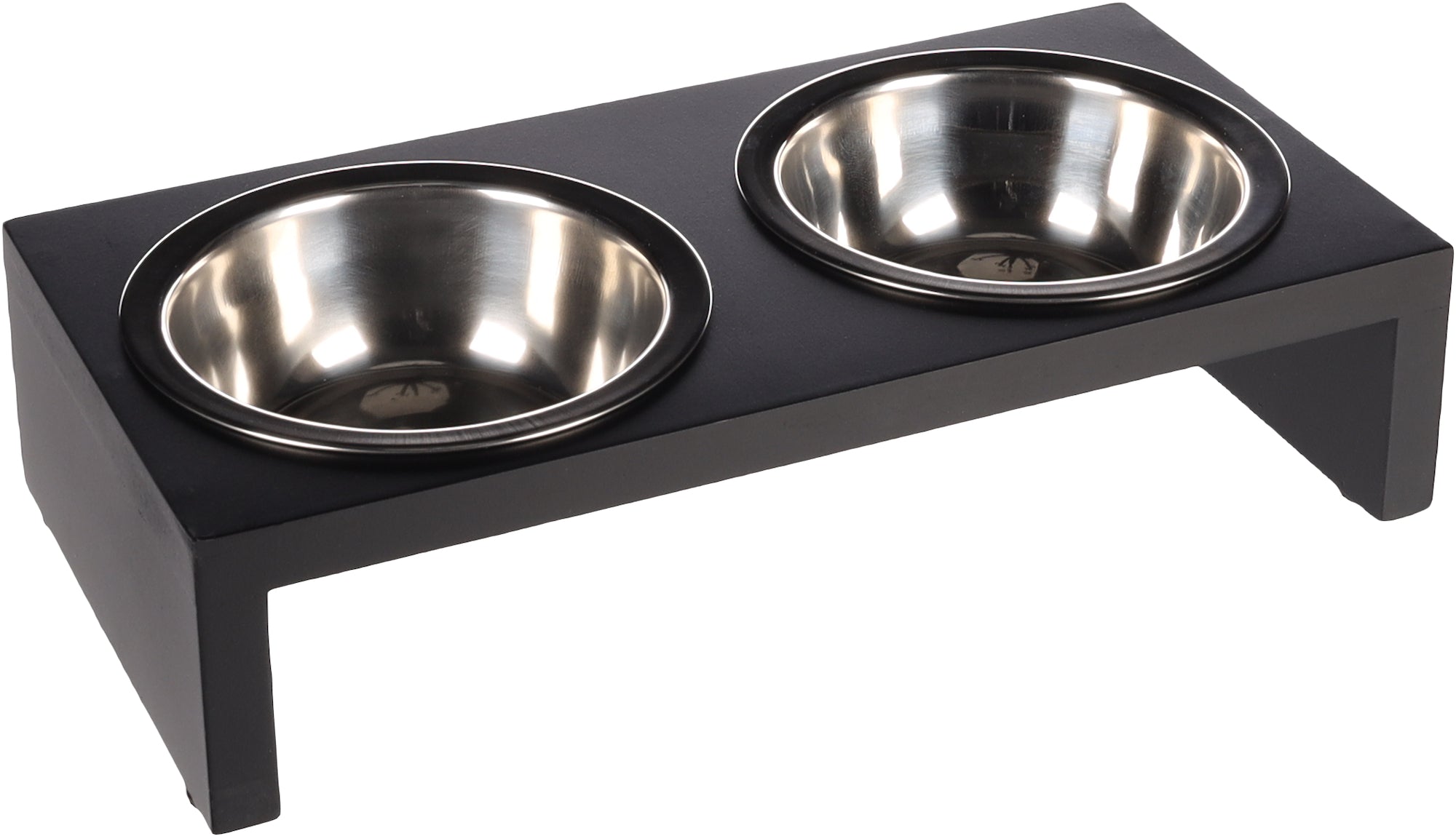 Support Duo Gamelle Chien en Acier Inoxydable et MDF