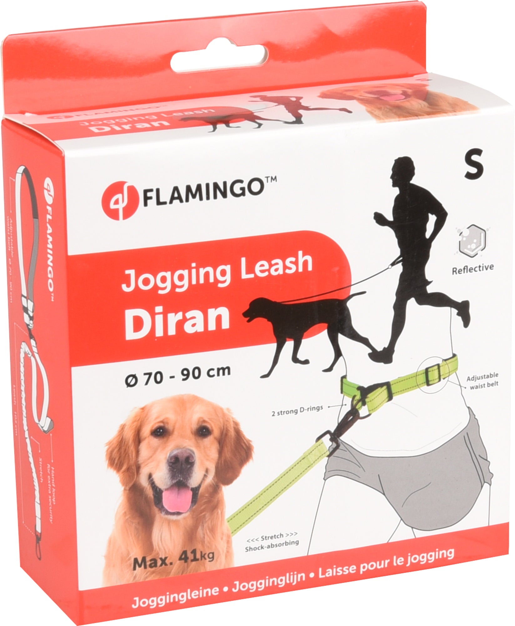 Laisse pour le jogging avec ceinture ventrale fluo