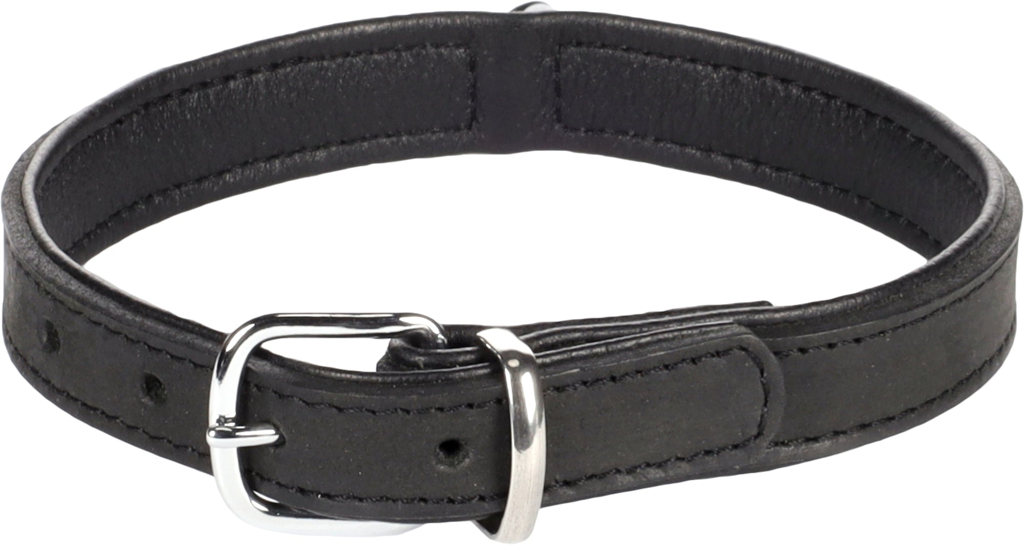 Collier en Cuir Noir avec Anneau Chromé