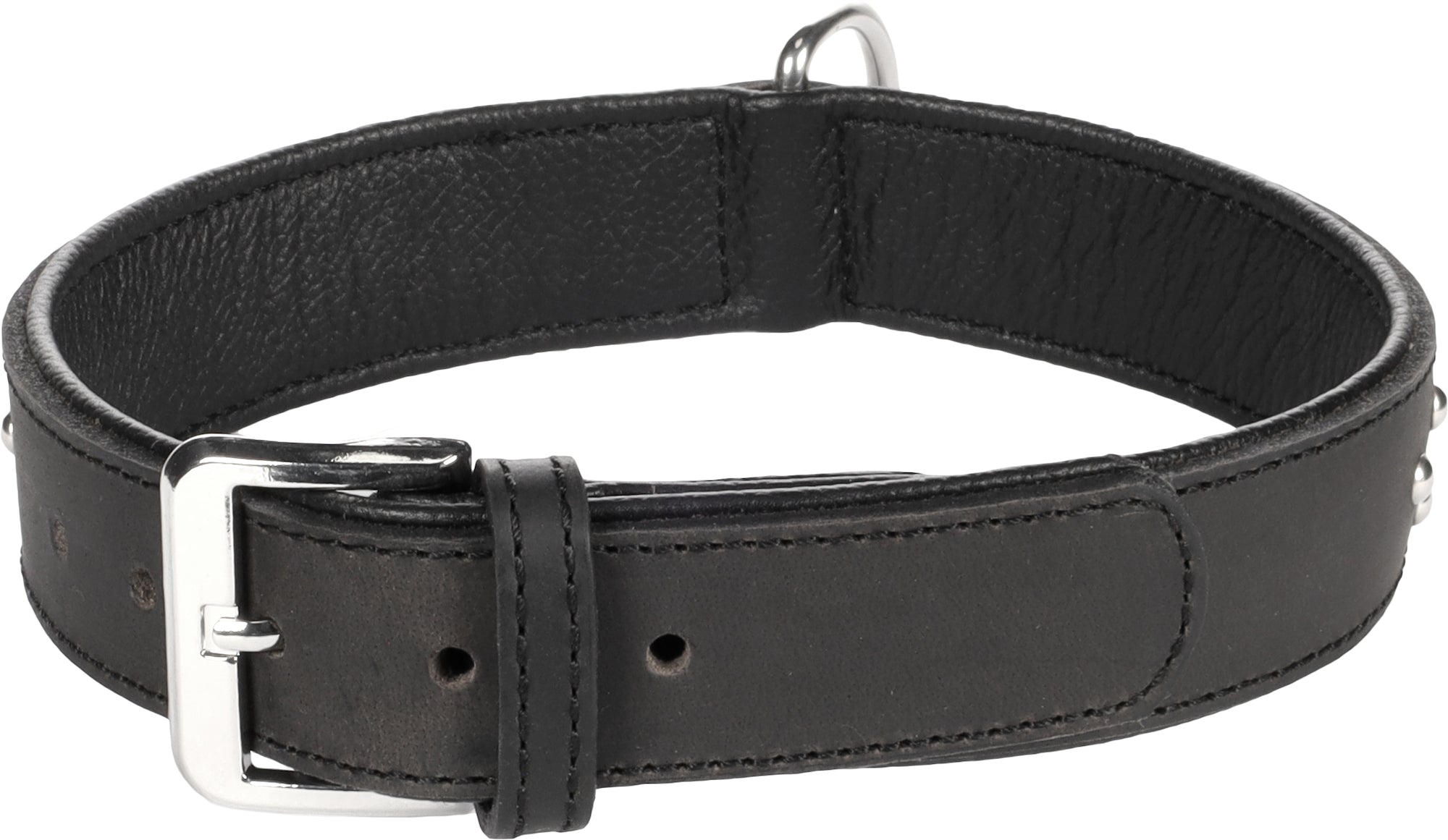 Collier en Cuir de Buffle avec Rivets Chromés