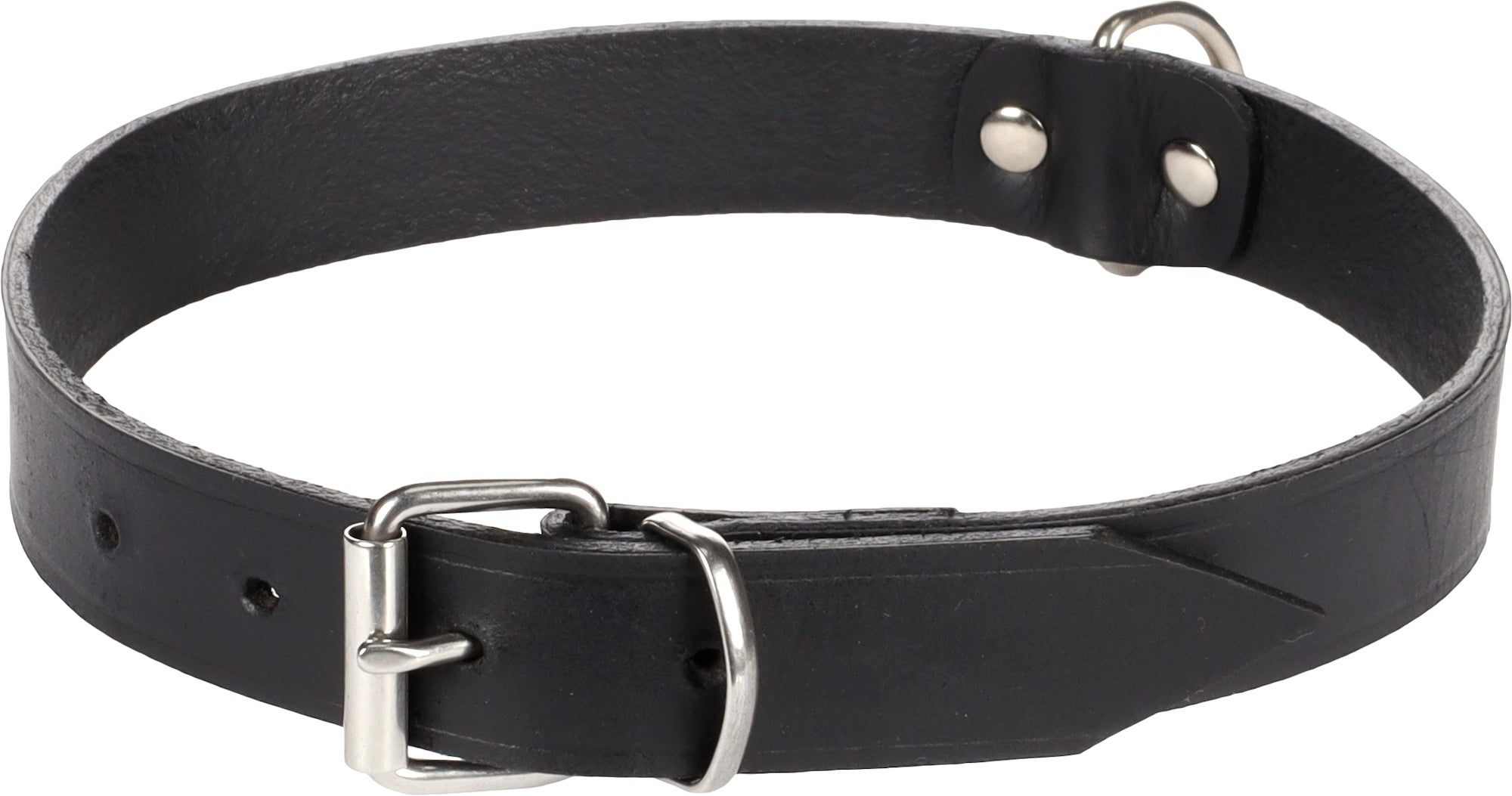 Collier en Cuir Noir avec Détails Chromés