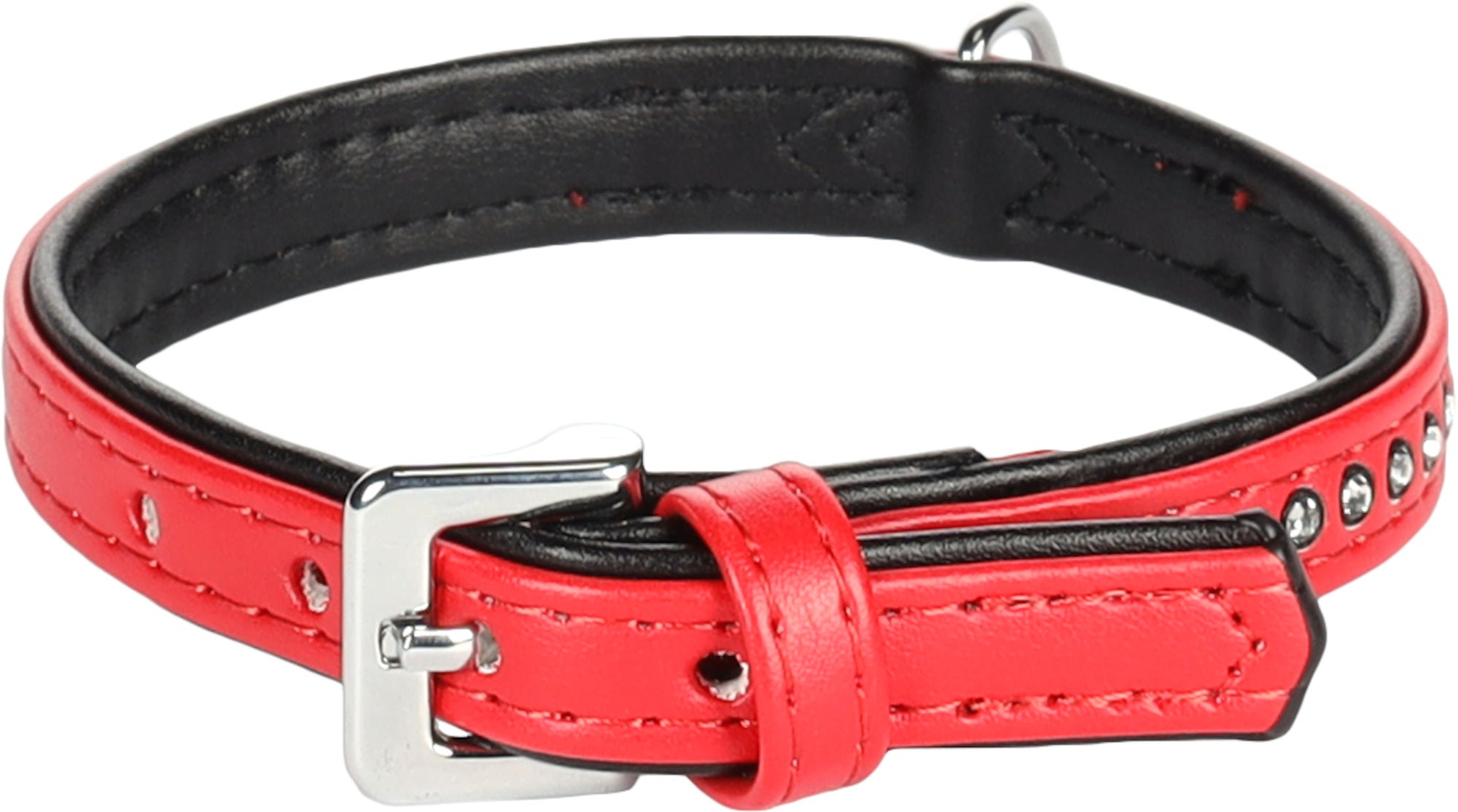 Collier Chic en Similicuir Rouge Strass