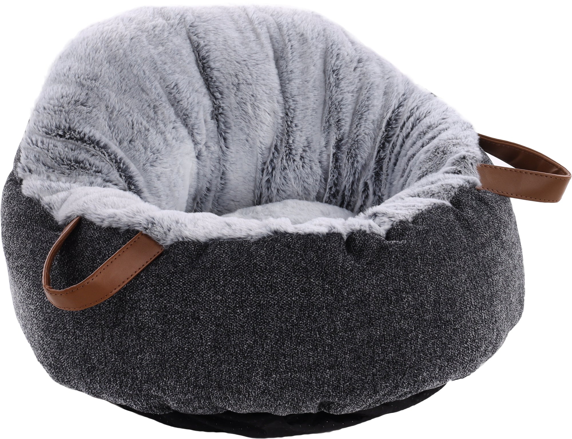 Panier Douillet pour Chat en Peluche Grise