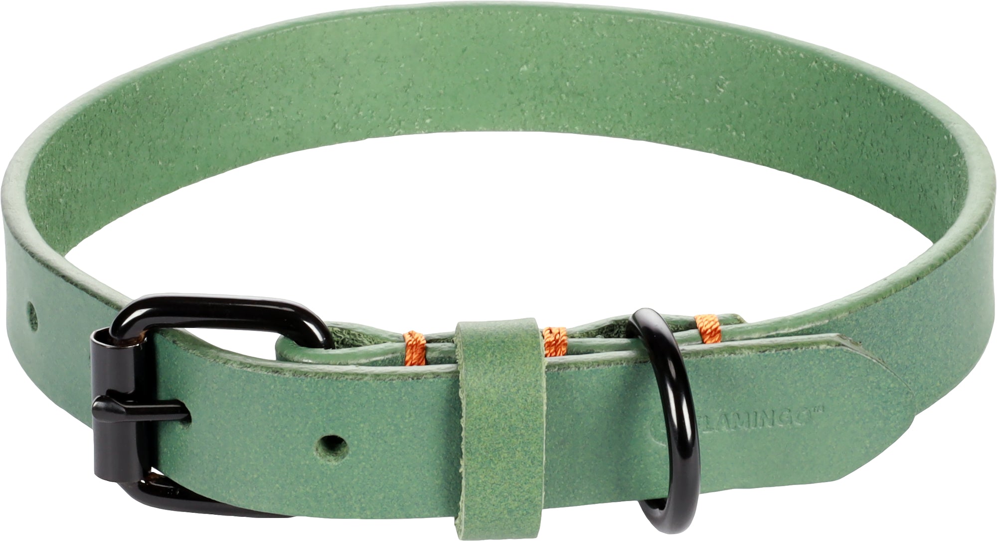 Collier Leano en Cuir Vert et Orange pour Chiens