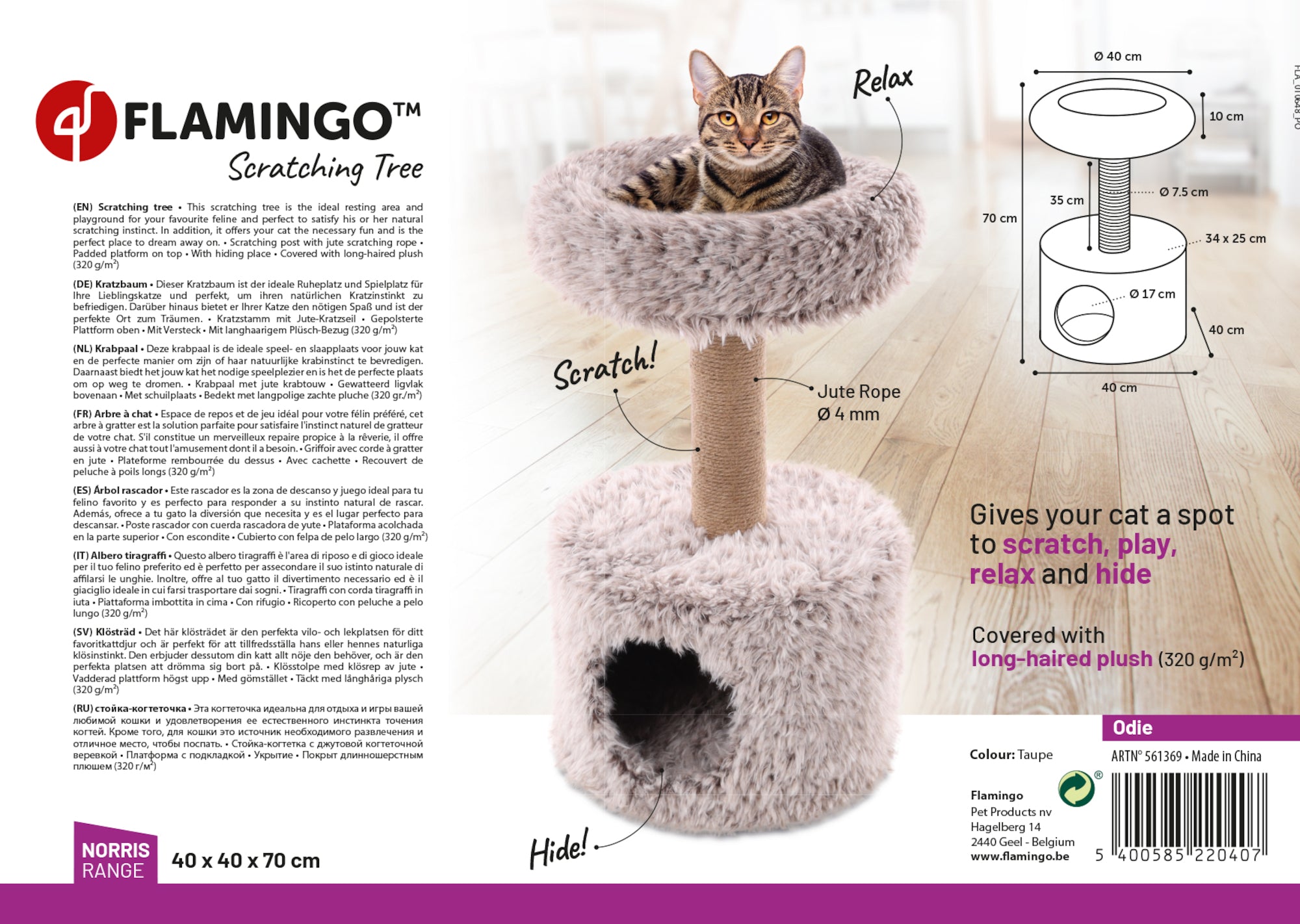 Arbre à Chat Luxe avec Griffoir et Abri Douillet