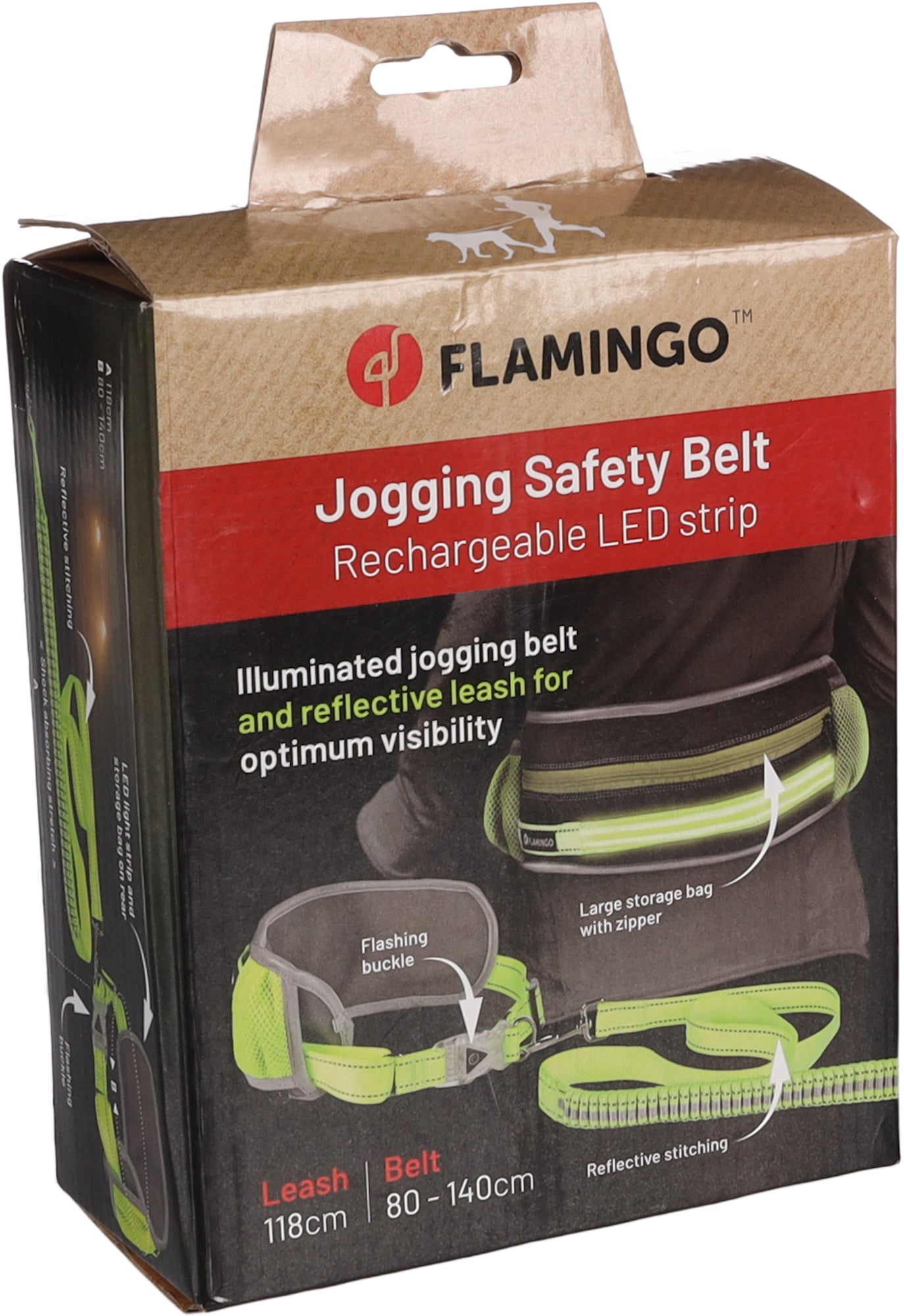 Laisse pour le jogging avec ceinture ventrale fluo