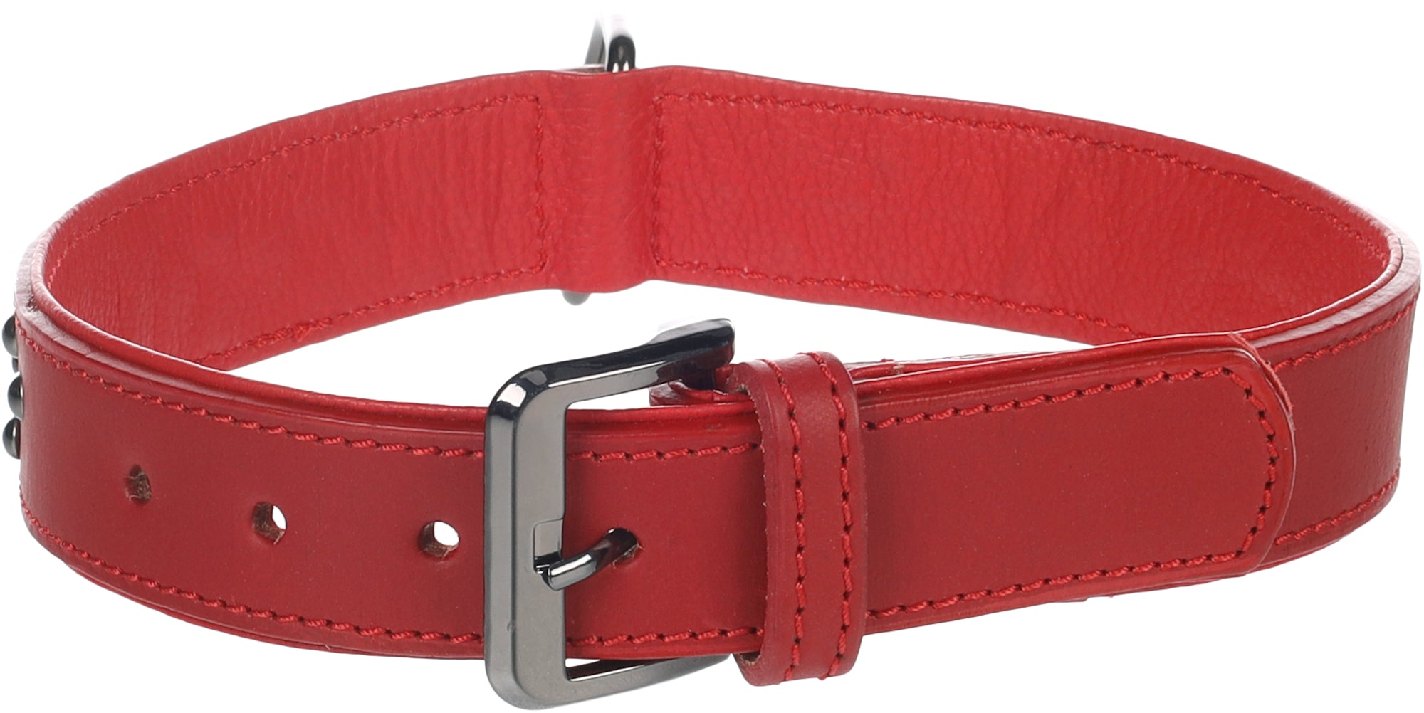 Collier Rouge en Cuir de Buffle pour Chiens