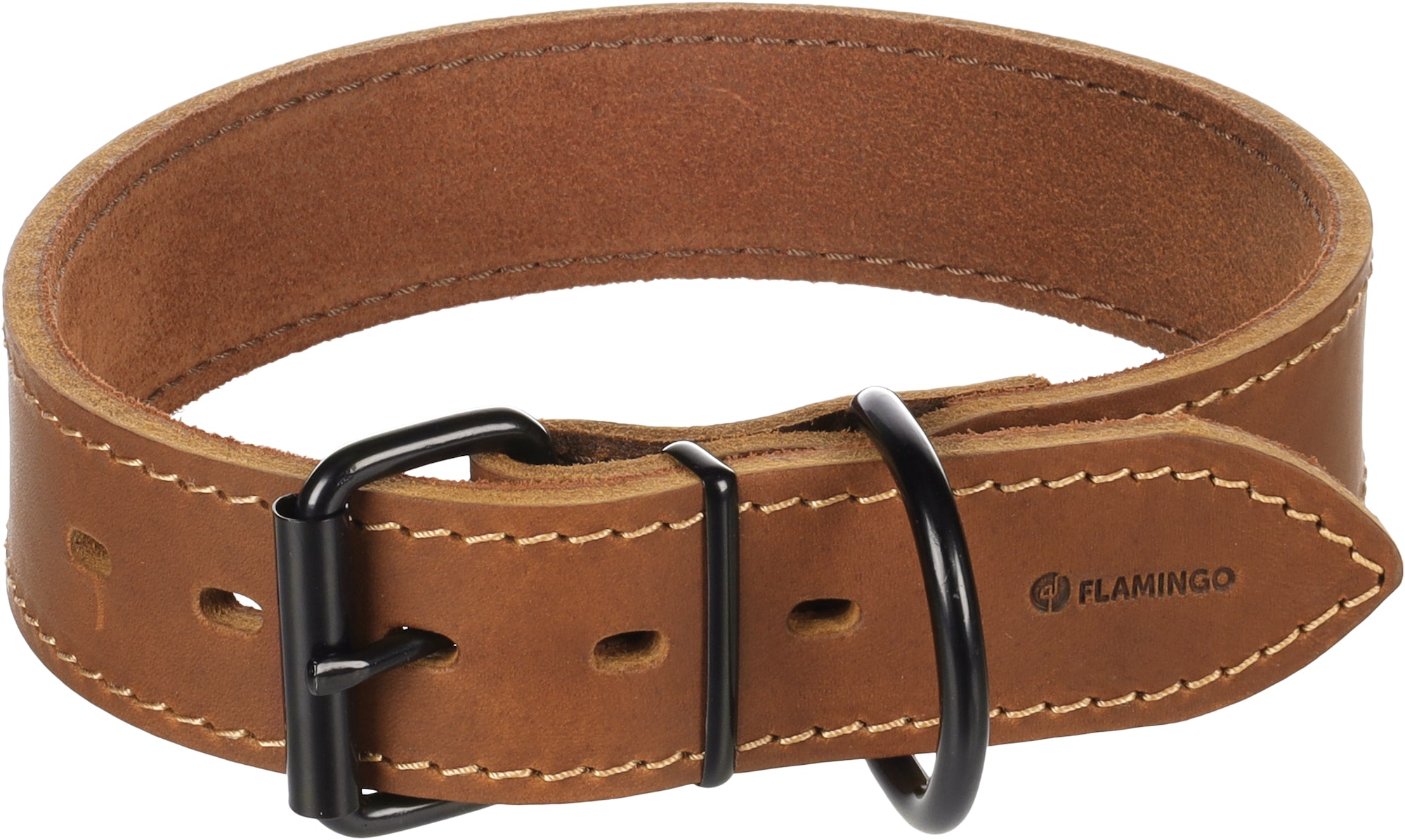 Collier Élégant en Cuir Cognac pour Grands Chiens