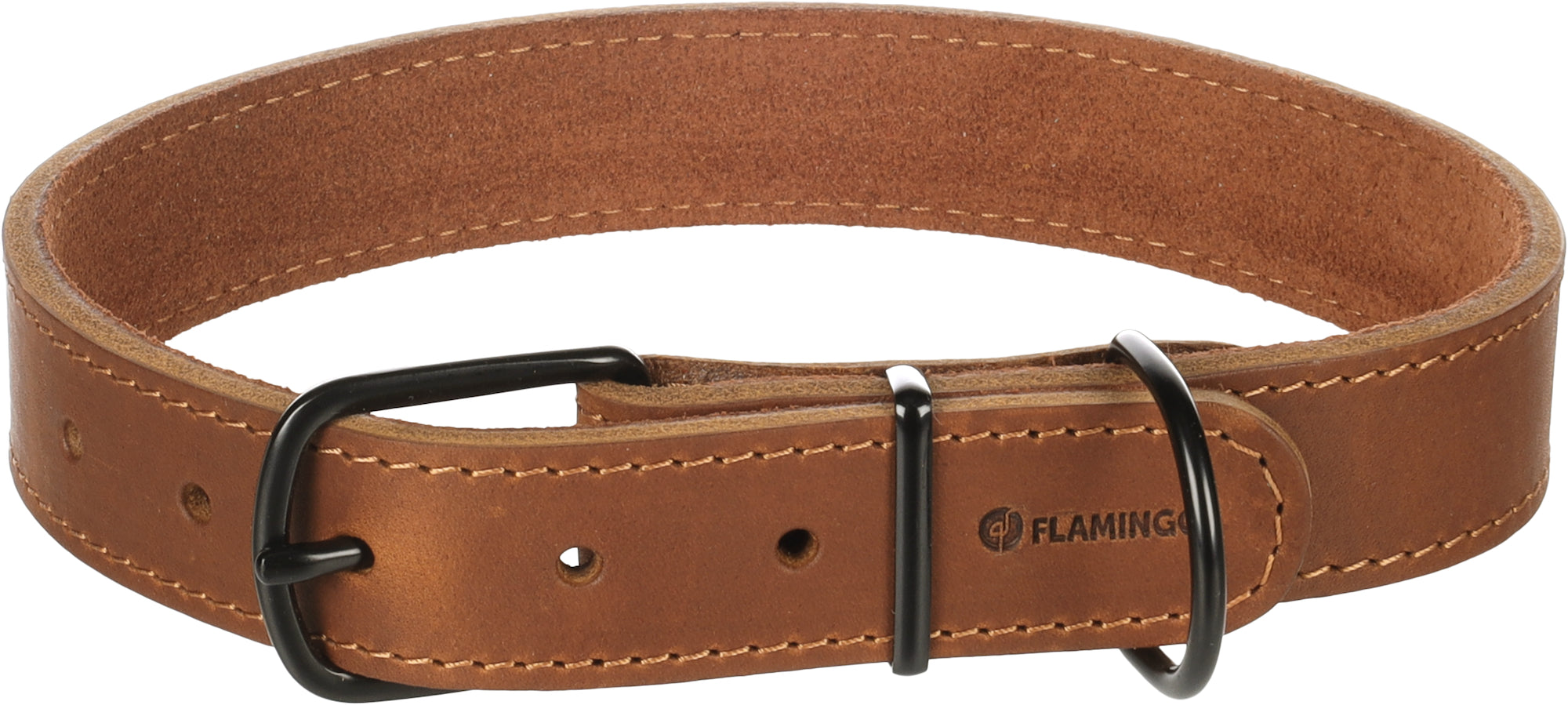 Collier Élégant en Cuir Cognac pour Chiens Robustes