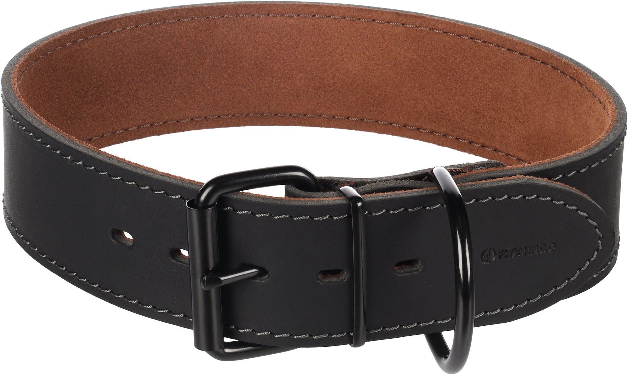 Collier Cuir Noir Élégant pour Grands Chiens