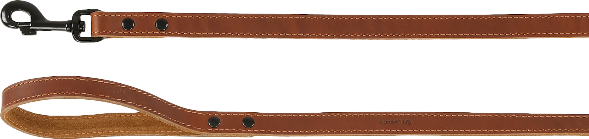 Laisse en Cuir Cognac Montana Rivetée