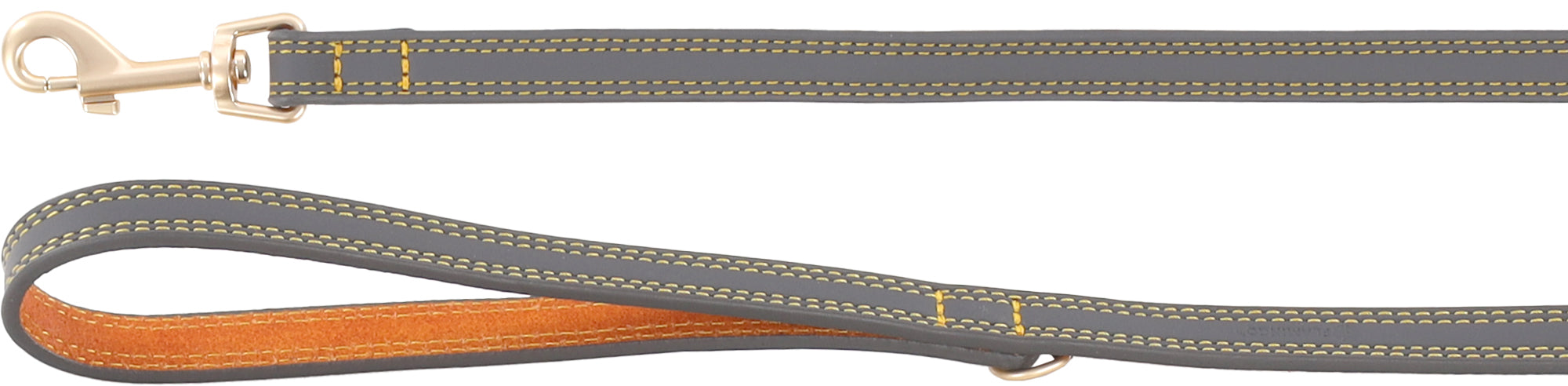 Laisse en Cuir Grise avec Crochet Doré