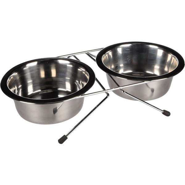 Gamelle pour la nourriture et l'eau set + support arjun inox 11cm 200ml
