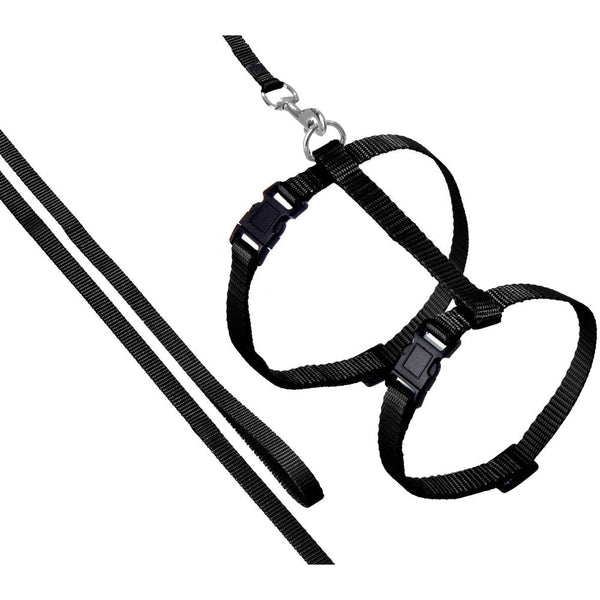 Harnais pour chat + laisse ziggi noir 20-35cm 10mm