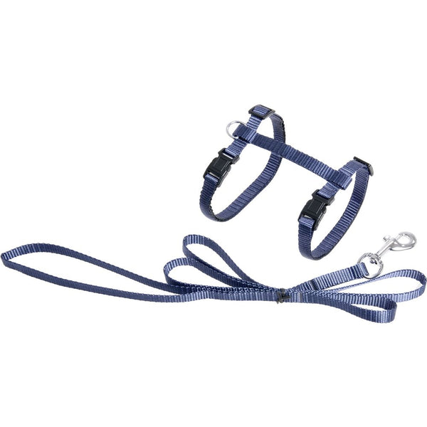 Harnais pour chat + laisse ziggi bleu granite 20-35cm 10mm