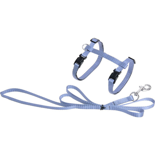 Harnais pour chat + laisse ziggi bleu clair 20-35cm 10mm