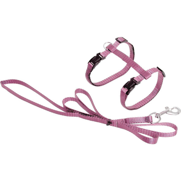 Harnais pour chat + laisse ziggi rose clair 20-35cm 10mm