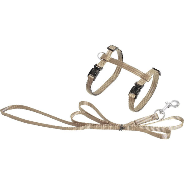 Harnais pour chat + laisse ziggi beige 20-35cm 10mm
