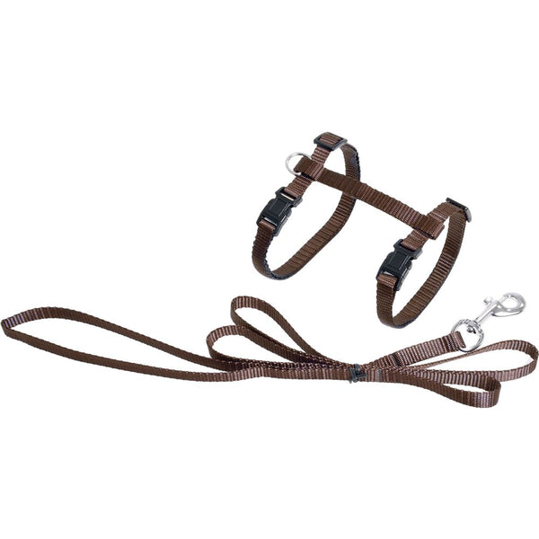 Harnais pour chat + laisse ziggi brun 20-35cm 10mm