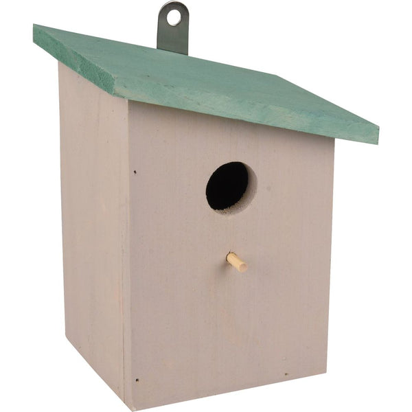 Nichoir pour oiseaux genaro bois gris/vert toit 14x11x17,5cm