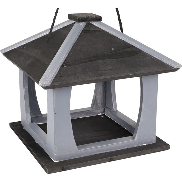 Mangeoire pour oiseaux kory bois gris/noir 27x27x25cm