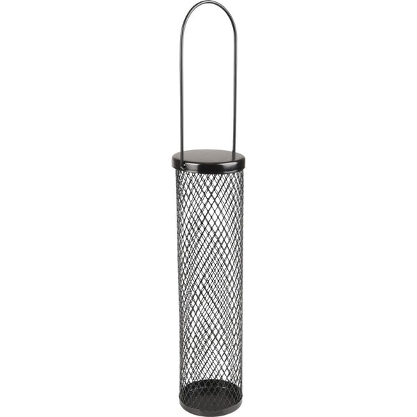 Mangeoire silo oiseaux noix elon metallique noir 7,5x7,5x28,5cm