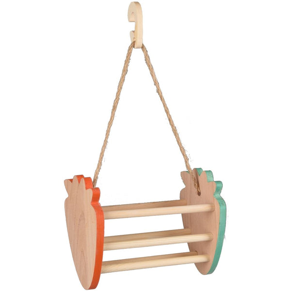Mangeoire à foin frado bois rose saumon+vert 28cm