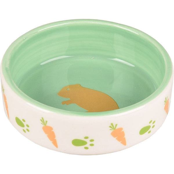 Gamelle pour la nourriture rongeur aila céramique blanc-vert 8,5x8,5x2,8cm 100ml