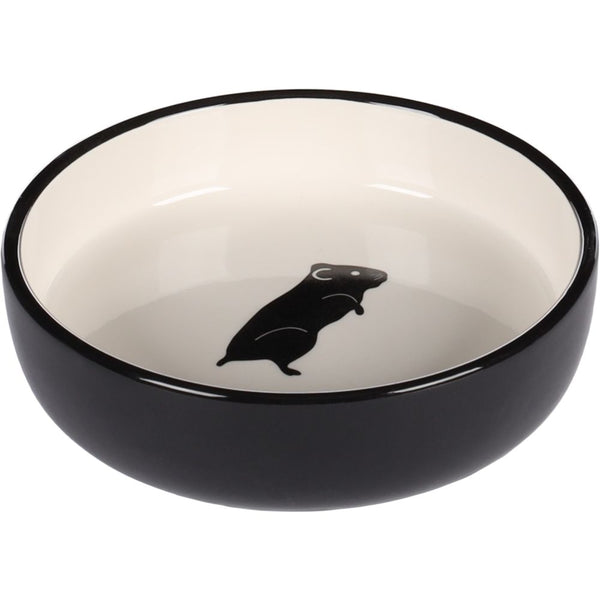 Gamelle pour la nourriture cochon d'inde nala ceramique noir-blanc rond 200ml 12x3,5cm