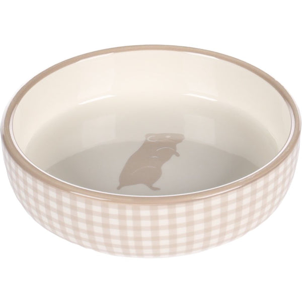 Gamelle pour la nourriture cochon d'inde mylo ceramique beige-blanc rond 200ml 12x3,5cm