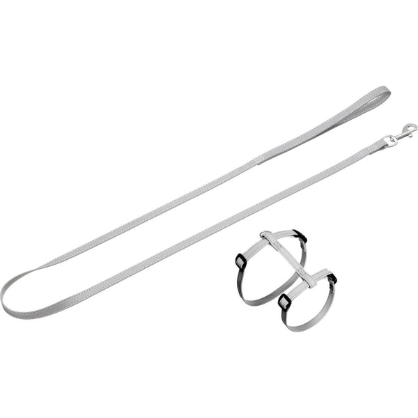 Harn.+laisse chat arg. refl. 110cm