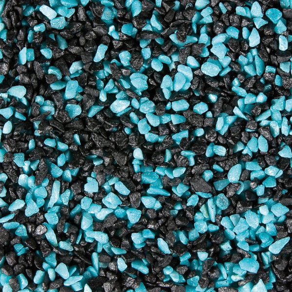 Gravier Gruzo Turquoise-Noir 1kg pour Poisson. Un substrat coloré pour aquarium, offrant un environnement attrayant et stimulant pour vos poissons.