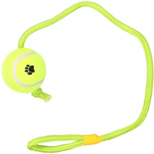 Jchien balle de tennis smash + imprime patte avec corde jaune 6cm