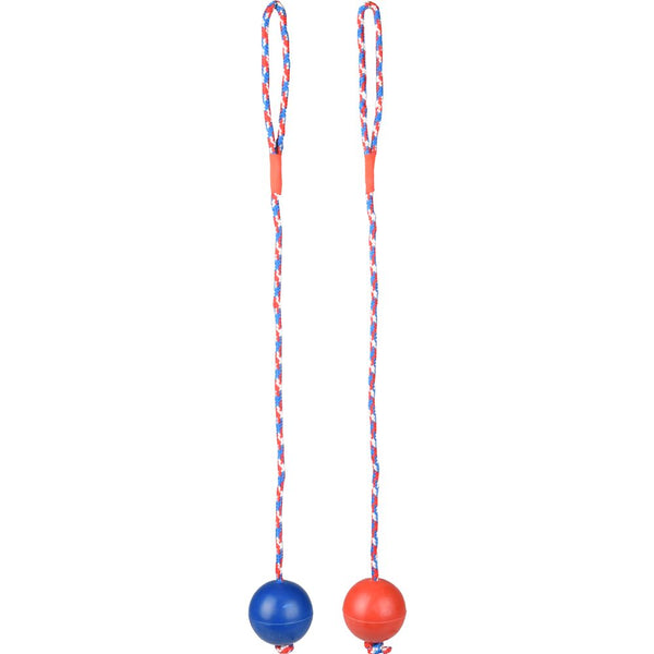 Balle en caoutchouc 6,3cm avec corde assortiment