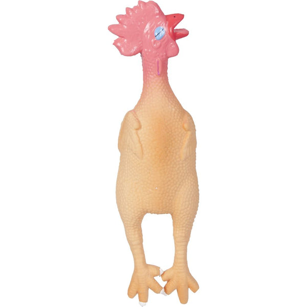 Jouet en latex pour chien représentant une petite poule, mesure 25 cm.