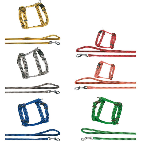 Harnais+laisse chat bright multi 25/35cm 10mm 100cm assortiment