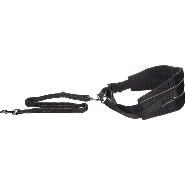 Laisse pour le jogging + ceinture ventrale canicross noir laisse 125cm/ceinture 80-125cm