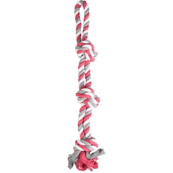 Jchien coton jim corde de tirage 3 noeuds multicolore 60cm