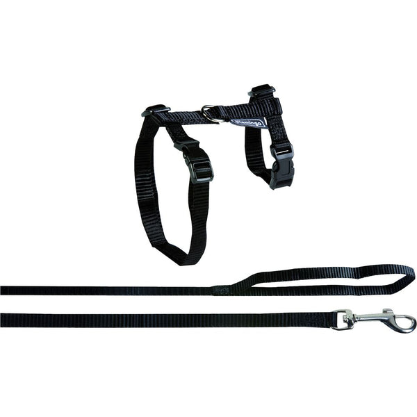 Harnais pour chats+laisse classic ela grand chat-noir 35-56cm 12mm