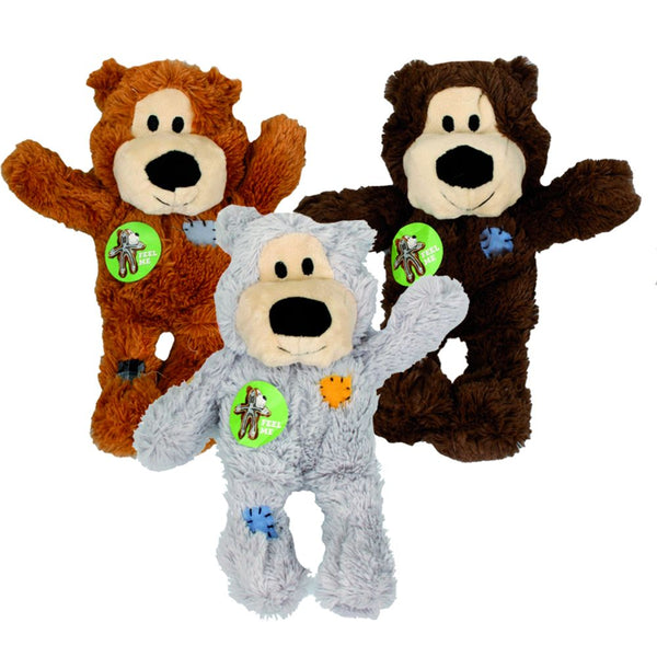 Kong Wildknots Bears en taille small/medium. Un jouet à mâcher résistant avec des noeuds intérieurs et un extérieur doux pour votre chien.
