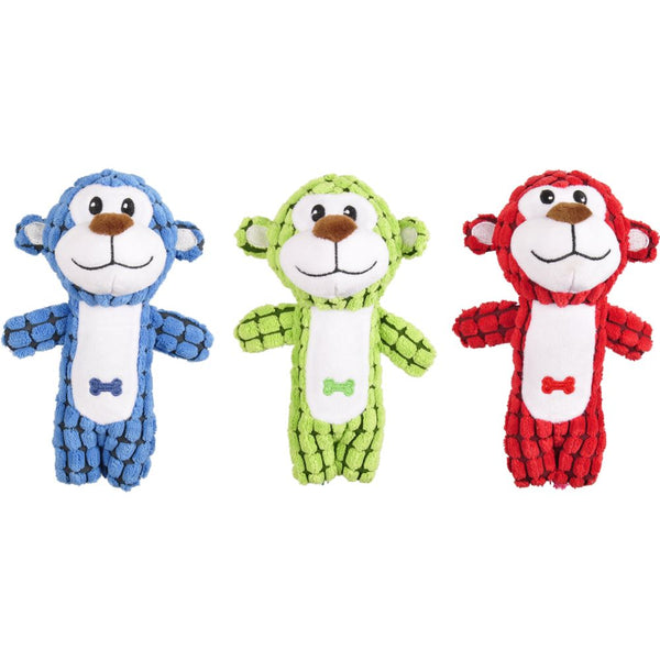Peluche singe vert/rouge/bleu ass