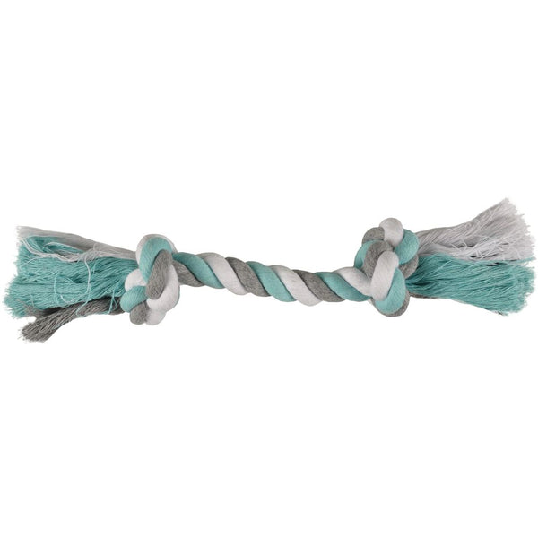 Jchien coton jim corde de jeu 2 noeuds menthe/blanc/gris xl 40cm