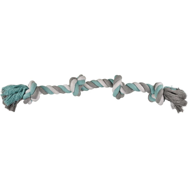 Jchien coton jim corde de jeu 4 noeuds menthe/blanc/gris 60cm