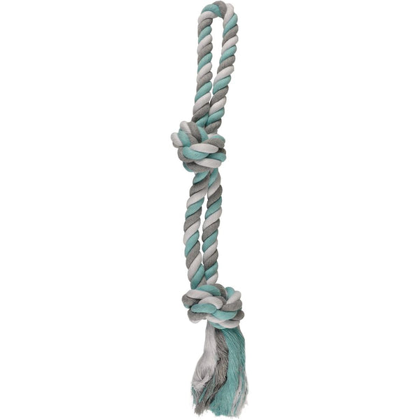 Jchien coton jim corde de tirage 2 noeuds menthe/blanc/gris 50cm