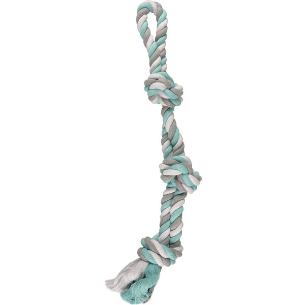 Jchien coton jim corde de tirage 3 noeuds menthe/blanc/gris 60cm