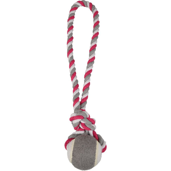 Jchien coton jim corde de tirage tennis fuchsia/blanc/gris s dia. 6cm/40cm