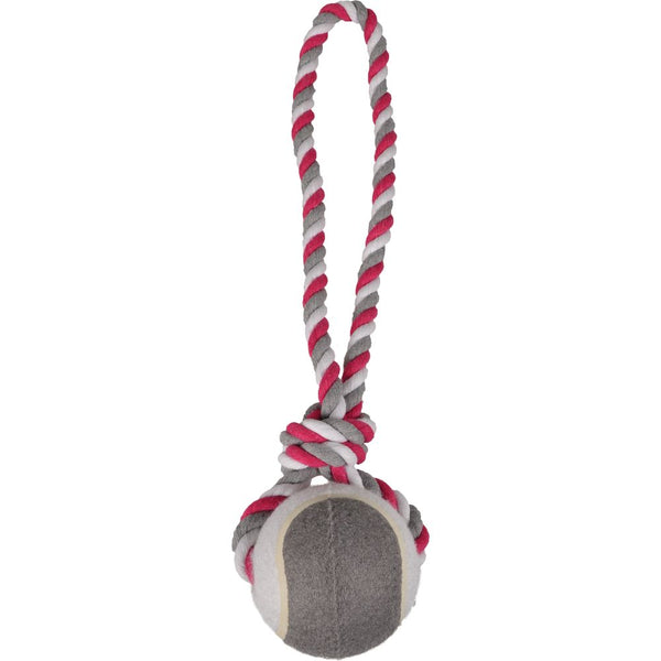 Jchien coton jim corde de tirage tennis fuchsia/blanc/gris l dia. 9,5cm/50cm