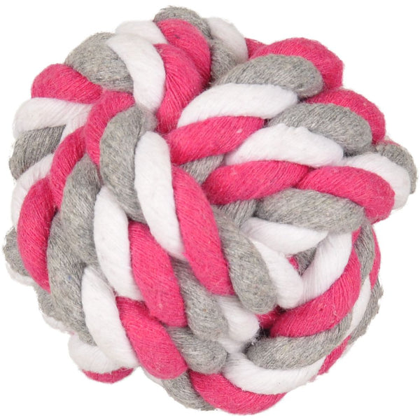 Jchien coton jim balle fuchsia/blanc/gris 15 cm