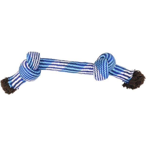 Jouet pour chien cordon noue avec 2 noeuds bleu/blanc xs 23cm
