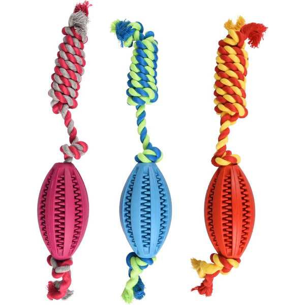 Dental ballon de rugby en caoutchouc avec corde 11cm